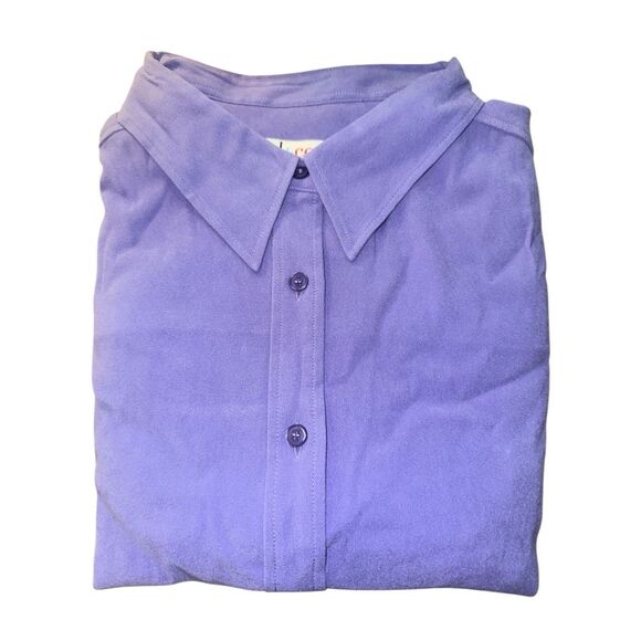 Denim & Co Womens 3X Stretch Faux Suede Button Front Big Shirt Blue Iris NWT - Picture 1 of 4